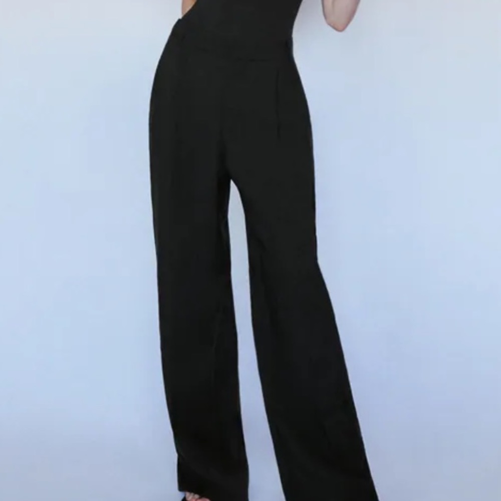 L Zara Black Wide Leg Pants with Belt Loops